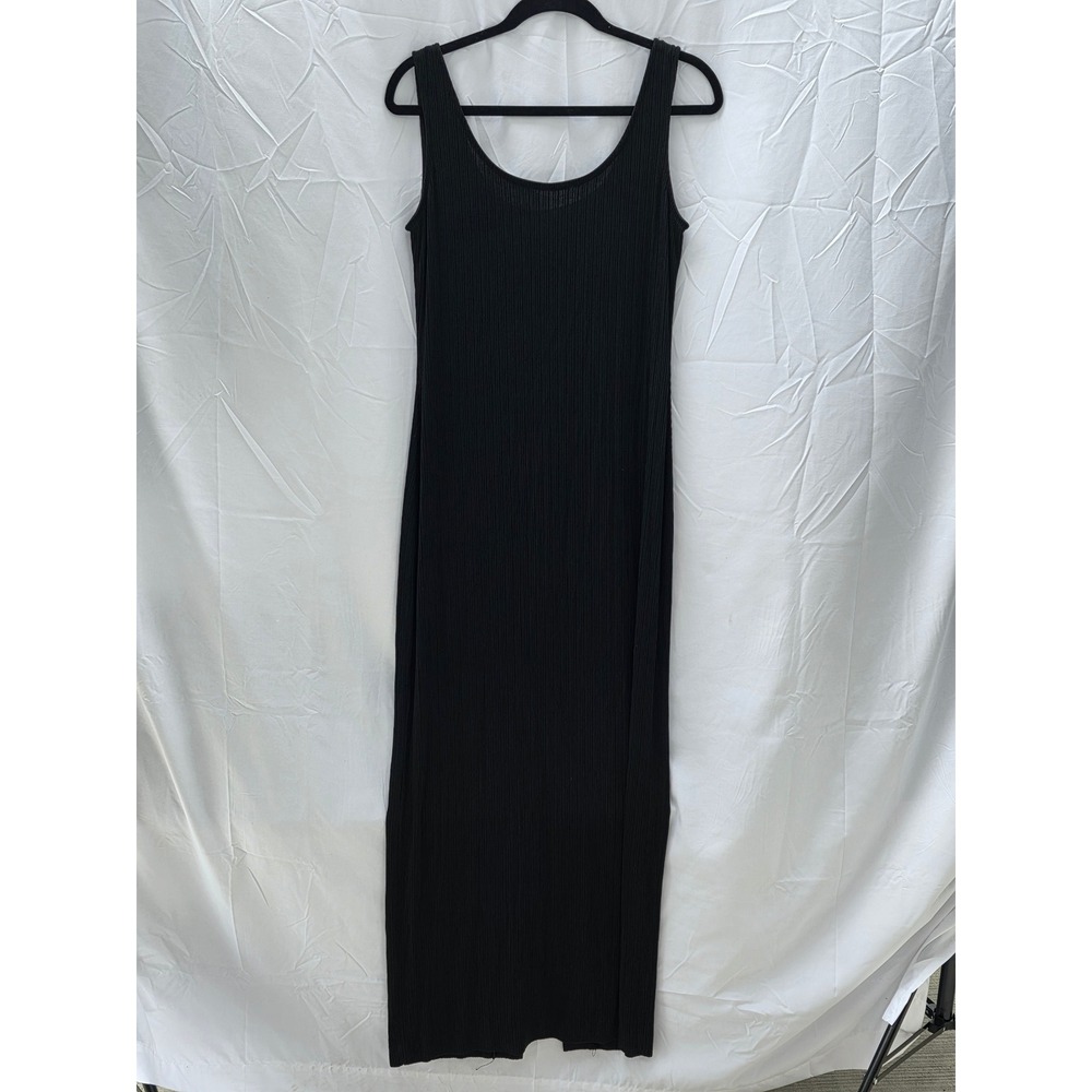 Alex Evenings Womens Black Ribbed Knit Sleeveless Scoop Neck Maxi Dress Size 10